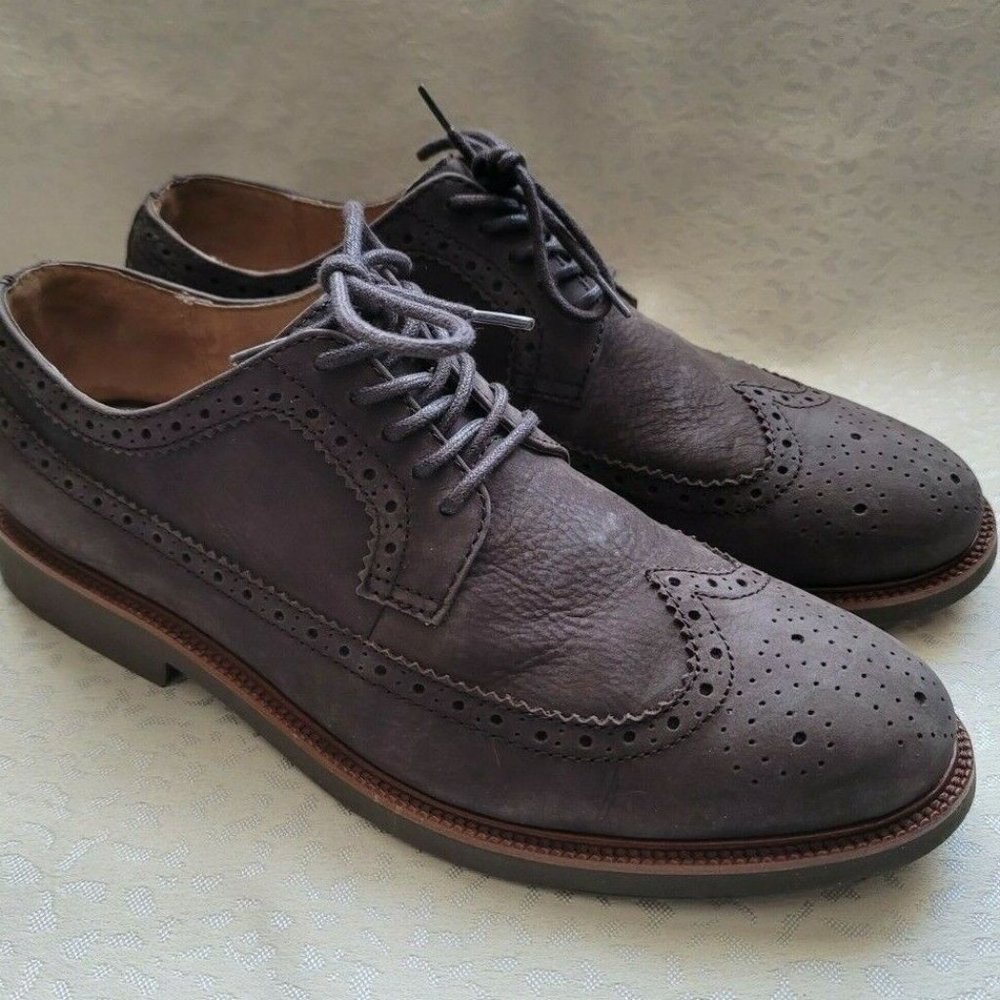 Polo Ralph Lauren Torngtn Oxford Shoe Tumbled Nubuck Dark Brown Suede Men's 11.5